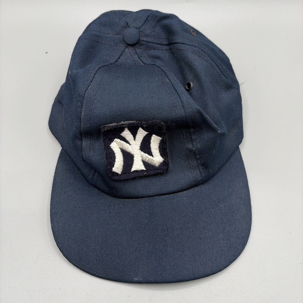 Vintage Union Made New York Yankees Hat Youth S Blue 70s USA Leather Band Cap